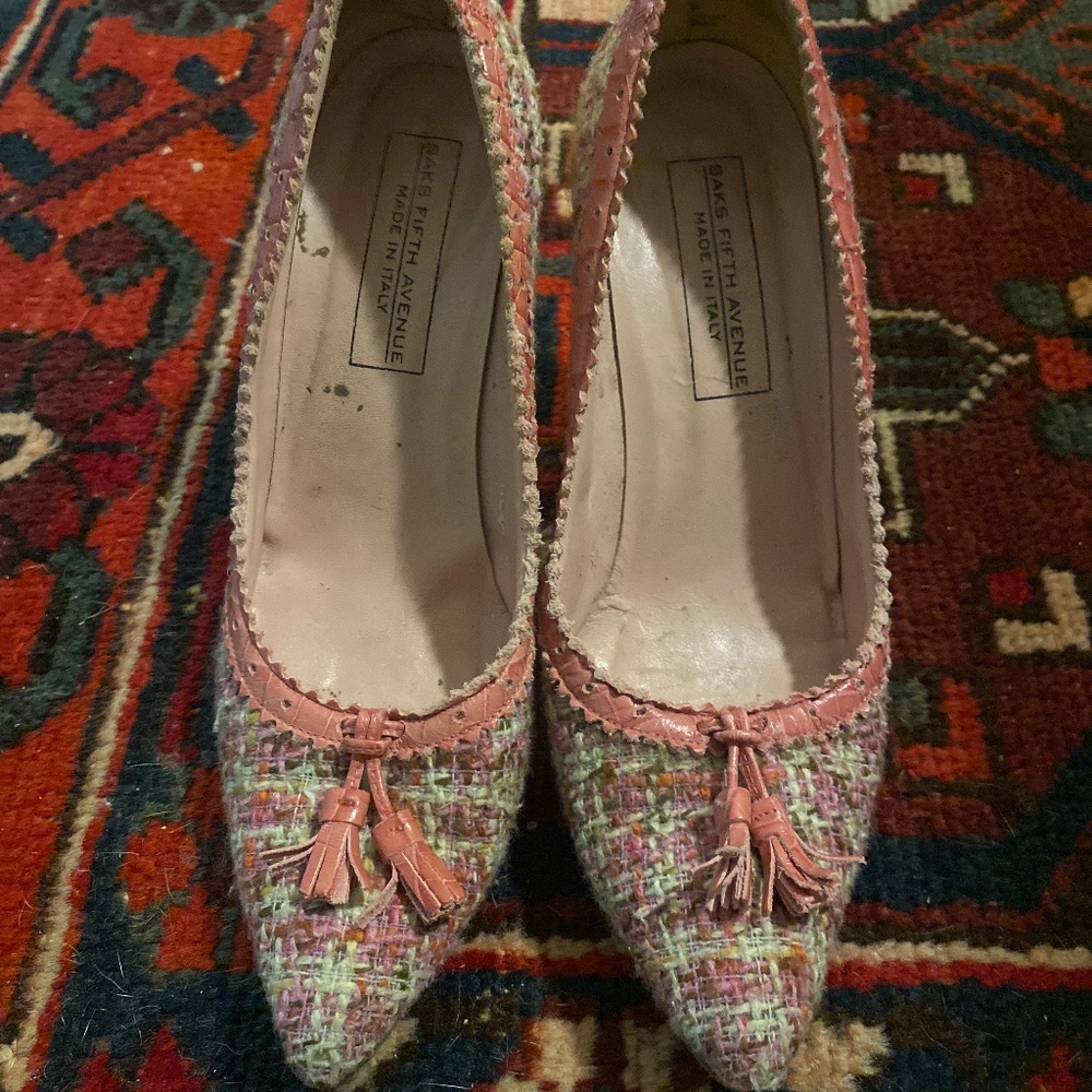 Saks Fifth Avenue tweed heels
